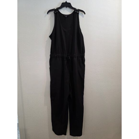 Simply VeraWang Womens Tie Waist Romper One Piece Black Sleeveless NWT L Pockets - Picture 1 of 9